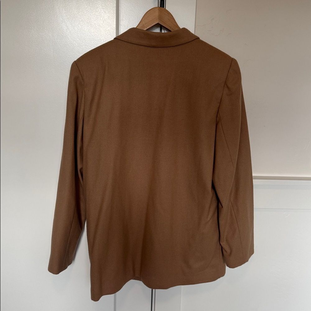 Sag Harbor Vintage Women’s Tan 100% Pure New Virgin Wool Blazer Jacket Size 16 - Picture 2 of 12